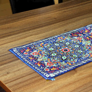Perzische Fluwelen Tafelloper Homa – Blauw Kunstzinnig Design