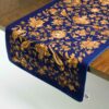 Perzische Fluwelen Tafelloper Hana - Blauw Kunstzinnig