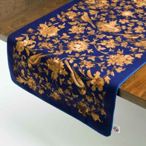 Perzische Fluwelen Tafelloper Hana – Blauw Kunstzinnig