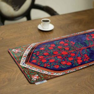 Perzische Fluwelen Tafelloper Behesht – Rood Paradijselijk Design