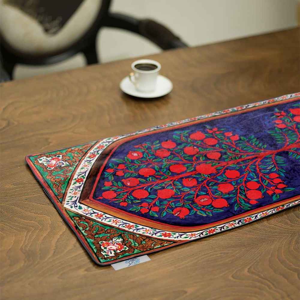 Perzische Fluwelen Tafelloper Behesht – Rood Paradijselijk Design