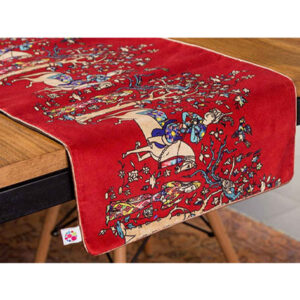 Perzische Fluwelen Tafelloper Rakhsh – Rood Beeldend Design