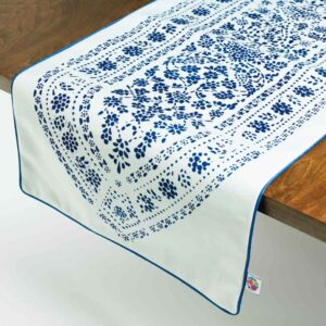 Perzische Fluwelen Tafelloper Silva – Wit Elegance