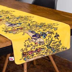 Perzische Fluwelen Tafelloper Prowall – Geel Elegance