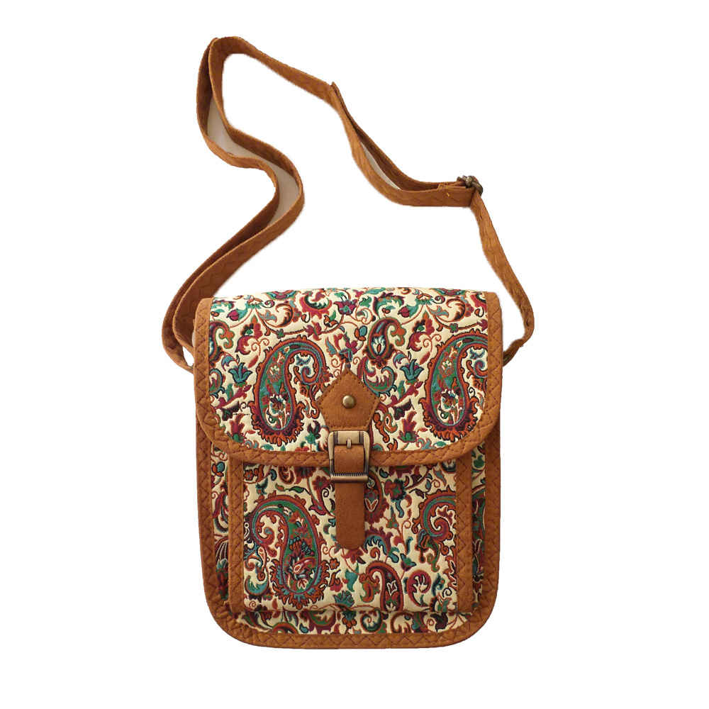 Perzische Termeh Crossbody Schoudertas met Boheemse Patronen – Taraneh