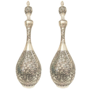 Decoratieve Koperen Fles Handgemaakt Perzisch Gegraveerd Silvana (2x)