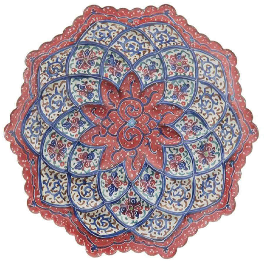 Decoratieve Koperen Schotel Handgeschilderd met Perzische Minakari Emaille Arghavan