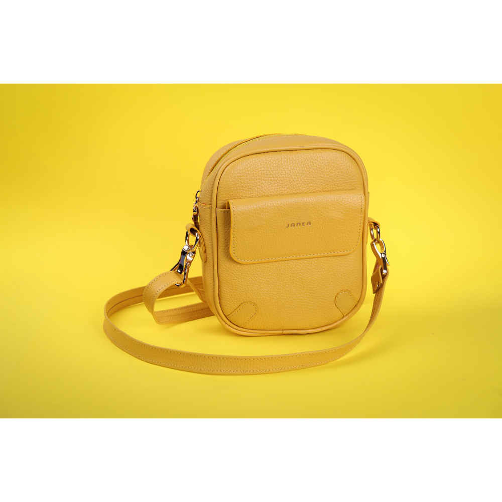 Handgemaakte Leren Crossbody Tas – Yellow Janta Editie