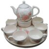 Victoriaans porseleinen theeset Model Bahar met theepot en schotel