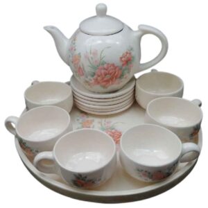 Victoriaans porseleinen theeset Model Bahar met theepot en schotel