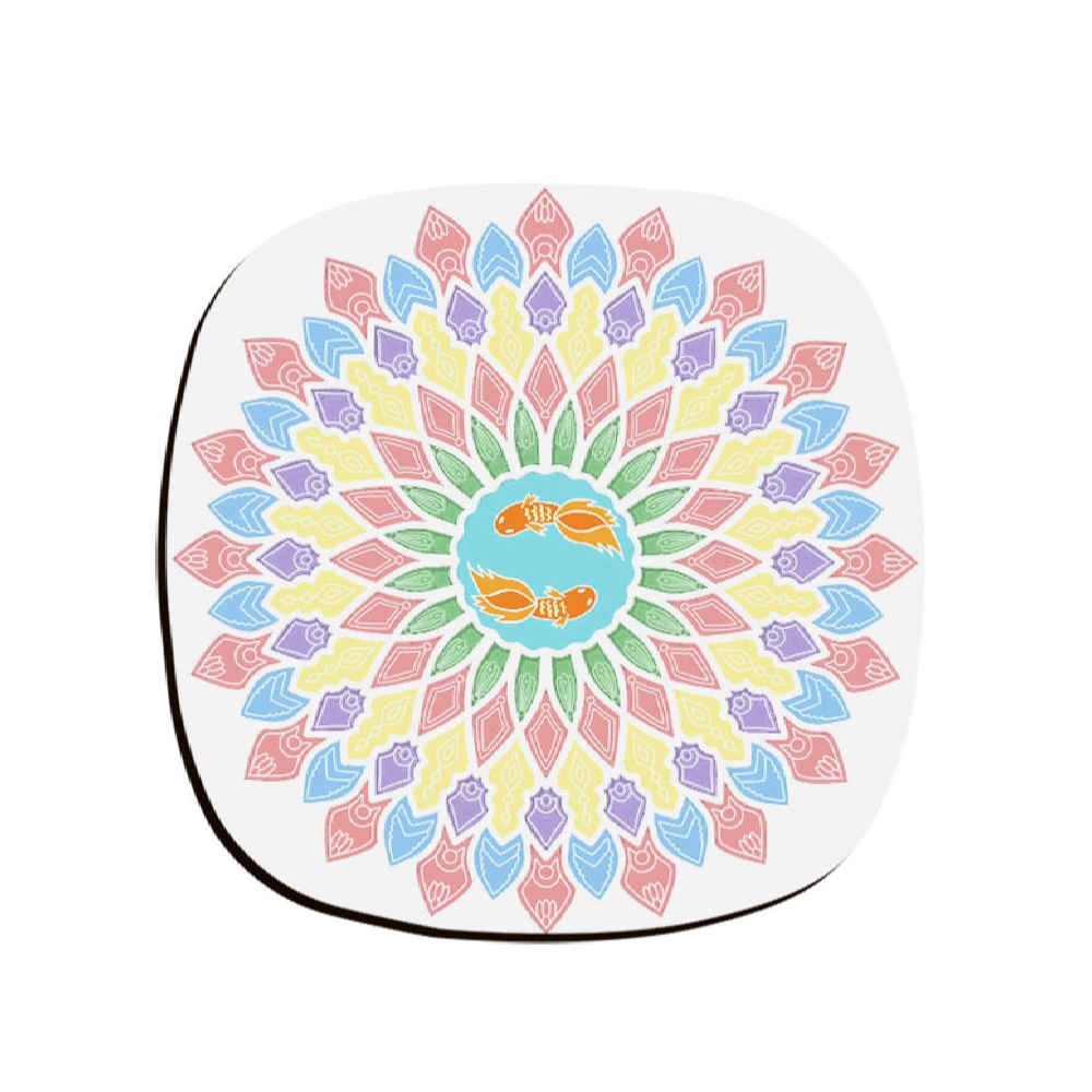 Naghashi Iraanse Mandala Onderzetters – Ronde Artistieke Houten Glasonderzitter Set