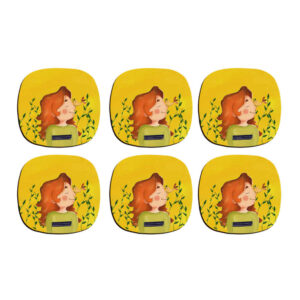 Artistieke onderzetters set – Spring girl design