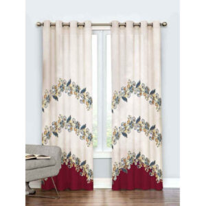 Geprinte Fluwelen Gordijn met Ringen – Floral