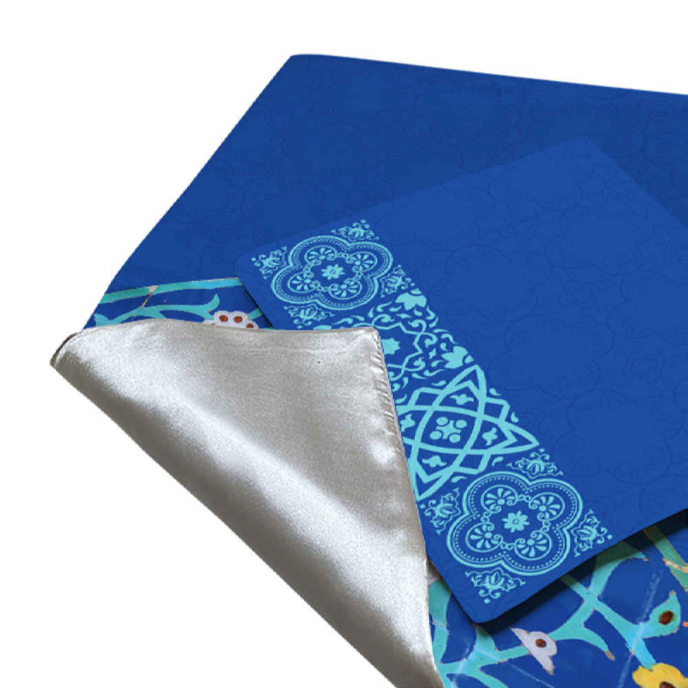 Fluwelen Reisgebedskleed – Blauw Eslimi Design
