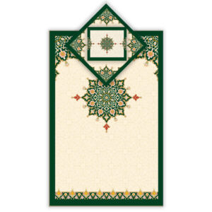 Islamitische gebedsmat van fluweel Sajadah lichtgewicht groene Eslimi-ontwerp