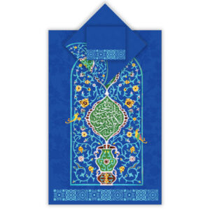 Islamitische gebedsmat fluweel Sajadah lichtgewicht blauw Mihrab