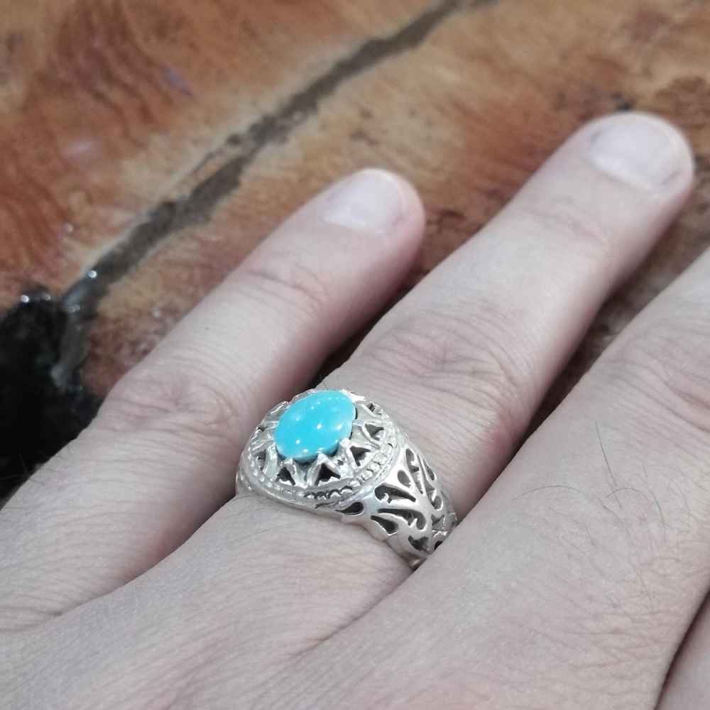 Perzische zilveren ring voor mannen met Neyshabur-turkoois Avash