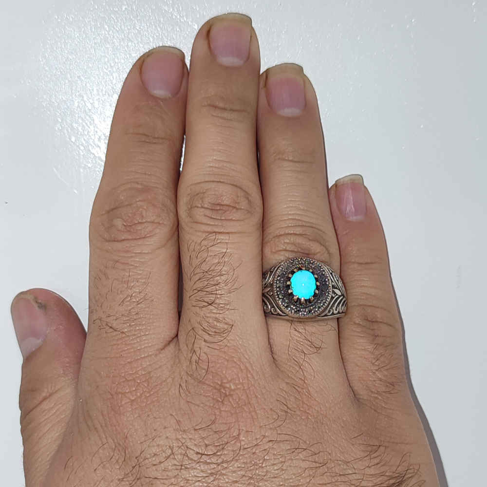 Perzische zilveren ring met Neyshabur-turkoois Farima Mehran