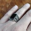 Perzische Zilveren Ring Heren - Zwarte Agaat Model Mostafa