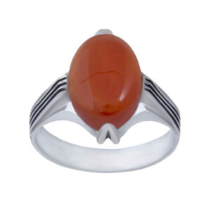 Perzische Zilveren Ring Heren – Rood Agaat Model Sima