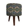 Ronde Fluwelen Voetenbank Ariana - Perzisch Design – Blauw