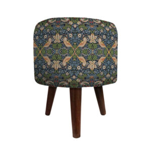 Ronde Fluwelen Voetenbank Ariana – Perzisch Design – Blauw