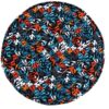 Traditionele Perzische voetenbank met houten poten en fluwelen stof Blauw