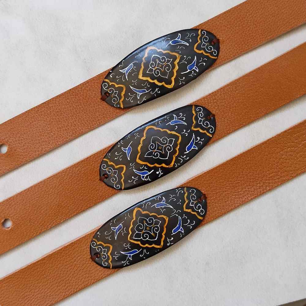 Leren & Koperen Armband Minakari – Artistiek Maral