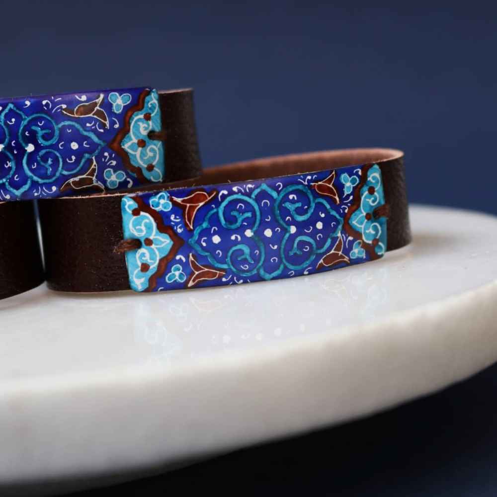 Leren & Koperen Armband Minakari – Artistiek Raika