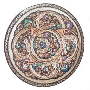 Decoratieve koperen plaat handgeschilderd met Perzisch Minakari-email Rahil