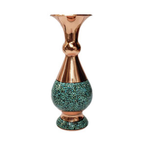 Handgemaakte decoratieve Perzische koperen vaas met ingelegd turkoois Shiva