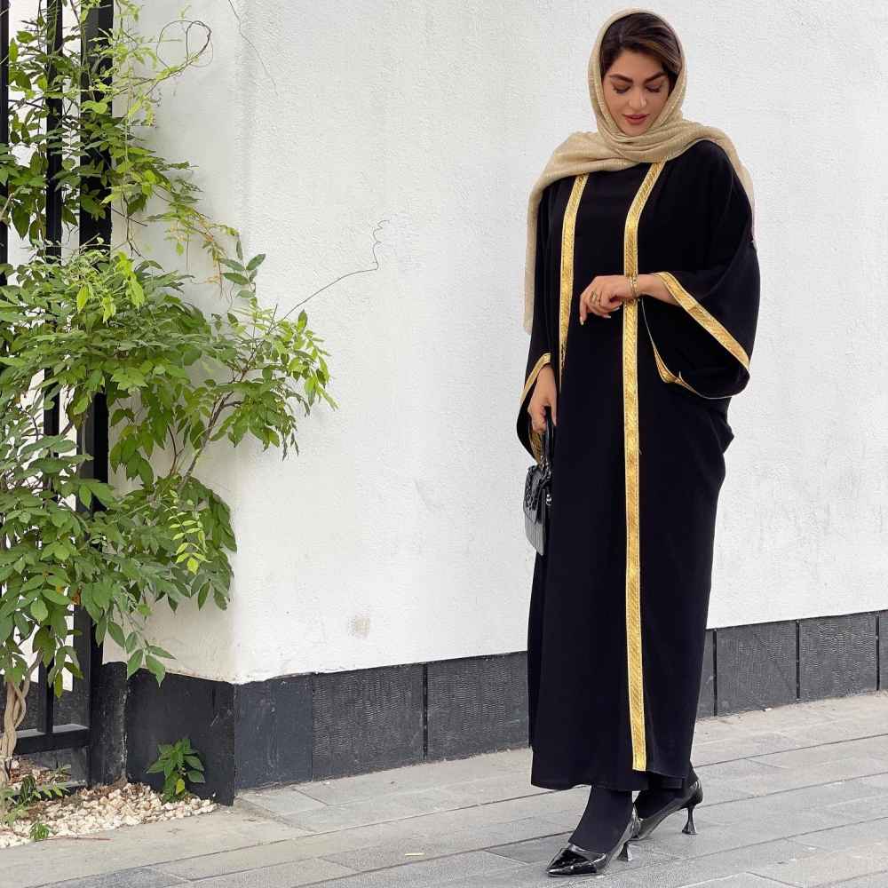 Traditionele abaya voor vrouwen met luchtige mouwen – Zwart