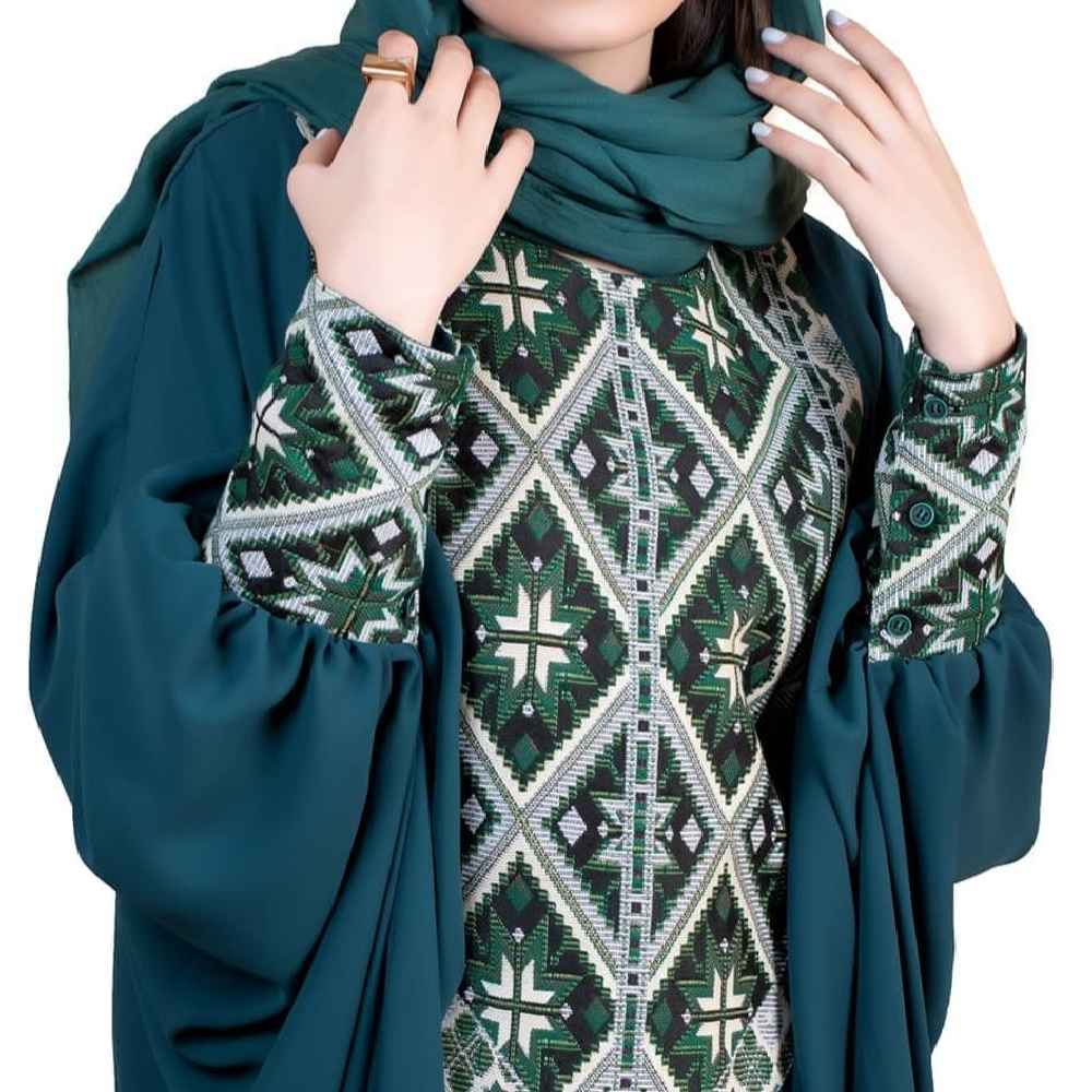 Elegante vlinder-abaya voor vrouwen – Open model Groen