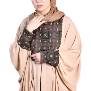 Elegante vlinder-abaya – Crème met luchtige mouwen