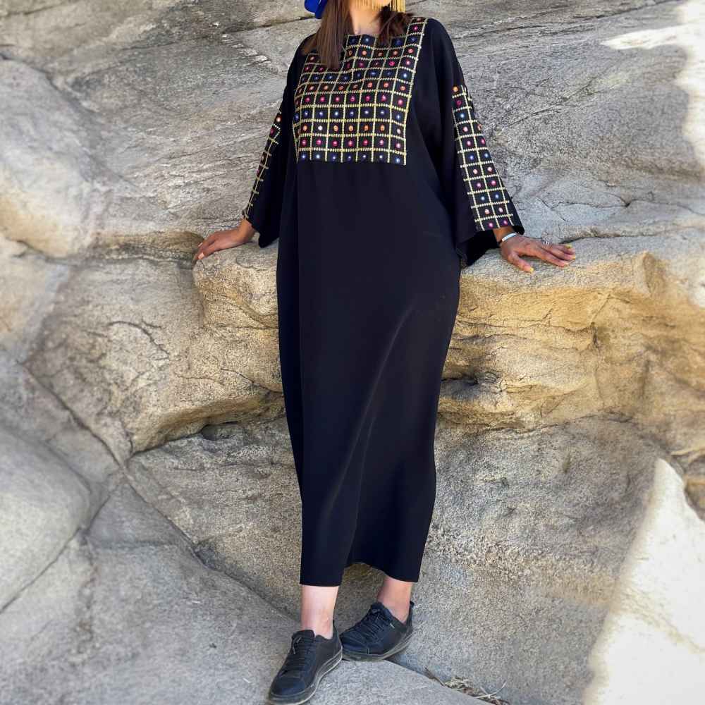 Traditionele abaya voor vrouwen met borduursel – Zwart