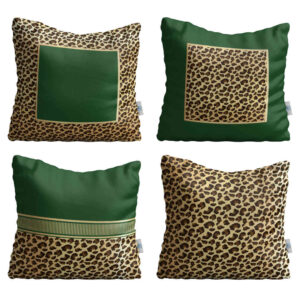 Fluwelen kussenset – Dierenprint ontwerp (set van 4)