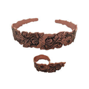 Koperen Sieradenset Bahar – Armband & Ring – Bloemenpatroon