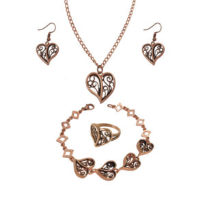 Koperen Sieradenset Bahar – Armband & Ring – Bloemenpatroon