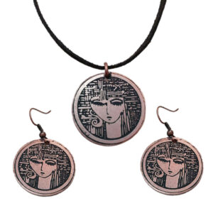 Koperen Ketting & Oorbellen Set Model Rokh
