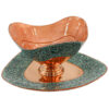 Decoratieve Perzische koperen schaal & bord set met turkoois inleg