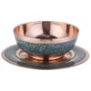 Decoratieve Perzische koperen schaal & bord set met turkoois inleg