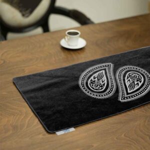 Perzische Fluwelen Tafelloper Tradition – Zwart Paisley Design