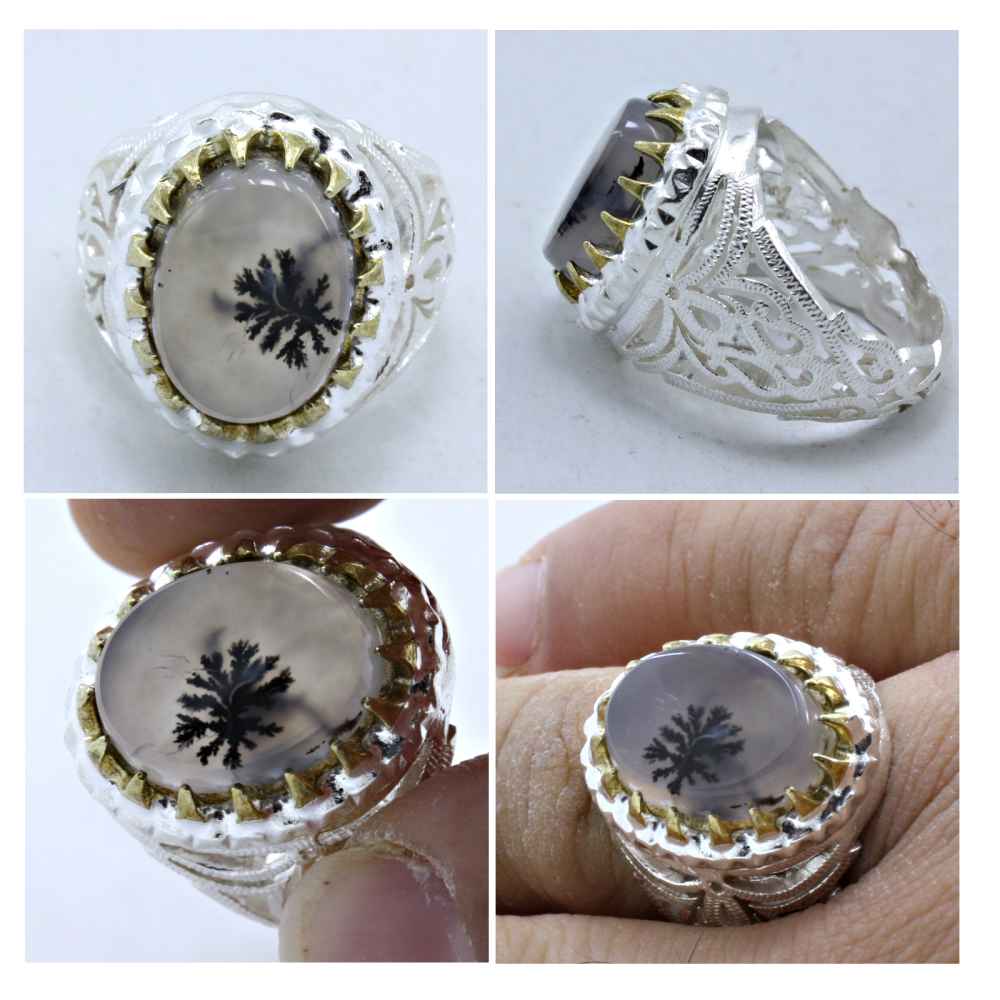 Perzische Zilveren Ring voor Mannen – Shajar Agaat Model Behzad