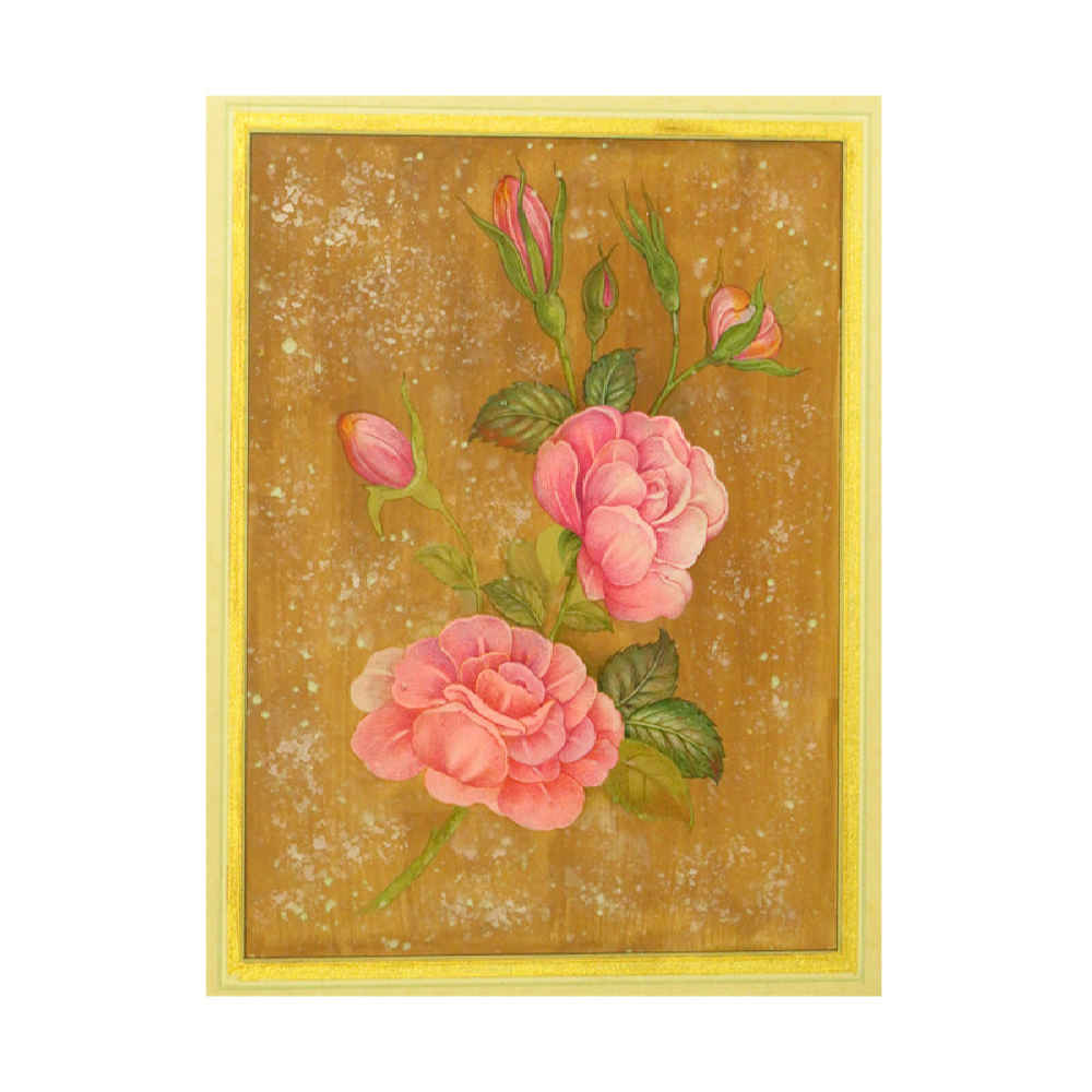 Originele Bloemenkunst Schilderij – Aquarel op Karton (Rozen), door Samira Kazemzadeh