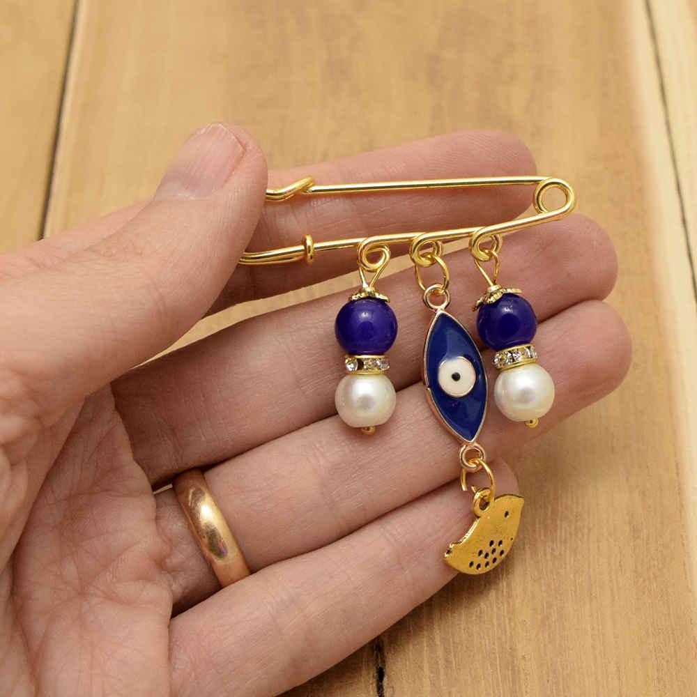 Veiligheidsspeld Broche Boze Oog & Vogel Bedel