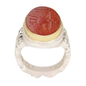 Jemenitische Aqeeq Zilveren Ring voor Mannen – Alhamd Ollah