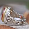 Jemenitische Aqeeq Zilveren Ring voor Mannen – Alhamd Ollah