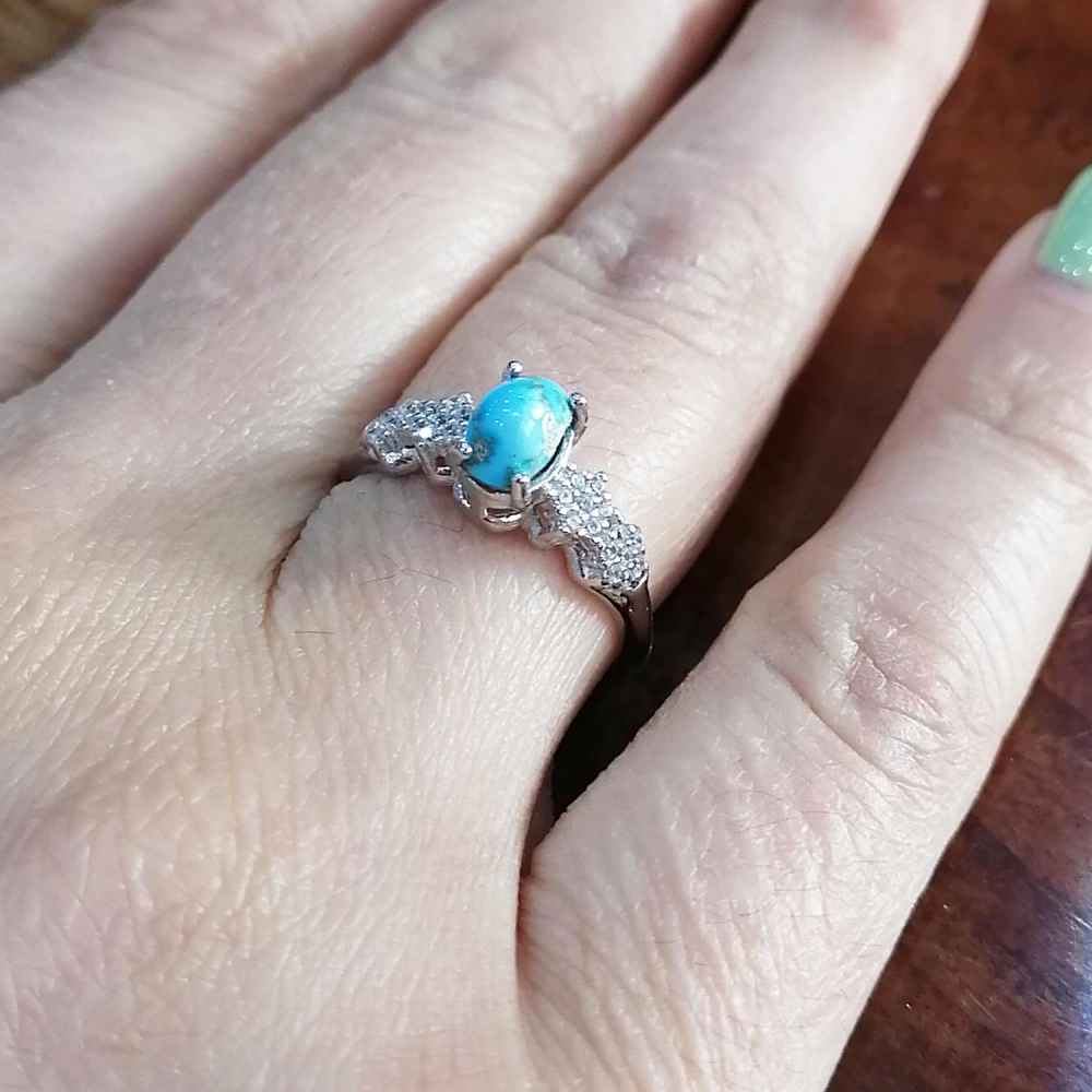 Handgemaakte Perzische Zilveren Ring met Neyshabur Turkoois Nahal
