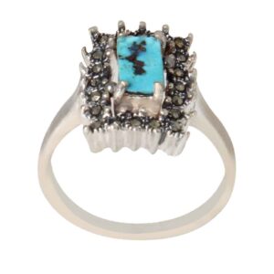 Handgemaakte Perzische Zilveren Ring met Neyshabur Turkoois Nivan