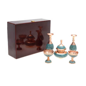 Luxe Perzische Cadeauset – Turkoois Ingelegde Vazen en Kom